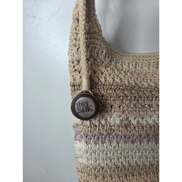 The Sak Crossbody Multi Colored Crochet Handbag Purse with bag charm - Image 3