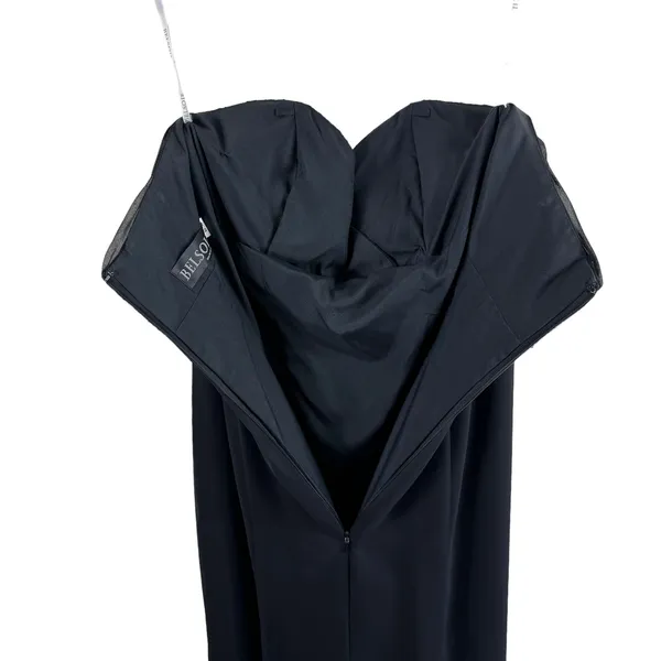 Vintage Bel Soie Black Strapless Beaded Empire Waist Floor Length Gown Size 8‎ - Image 3