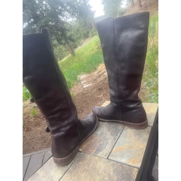 FRYE Paige Riding Tall Three Buckle Leather Brown Boots Women's Size 9B, 77066 - Image 4