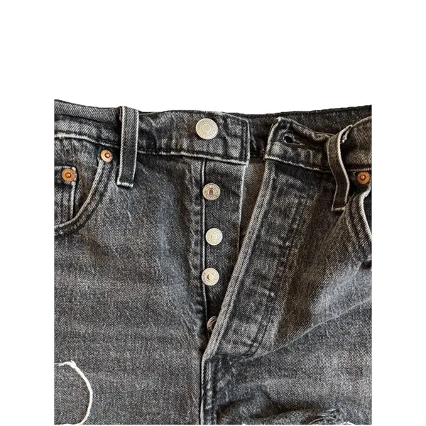Levi Strauss 501 Gray Wash Denim Cutoff Shorts Button Fly Frayed Hem Women Sz 30 - Image 3
