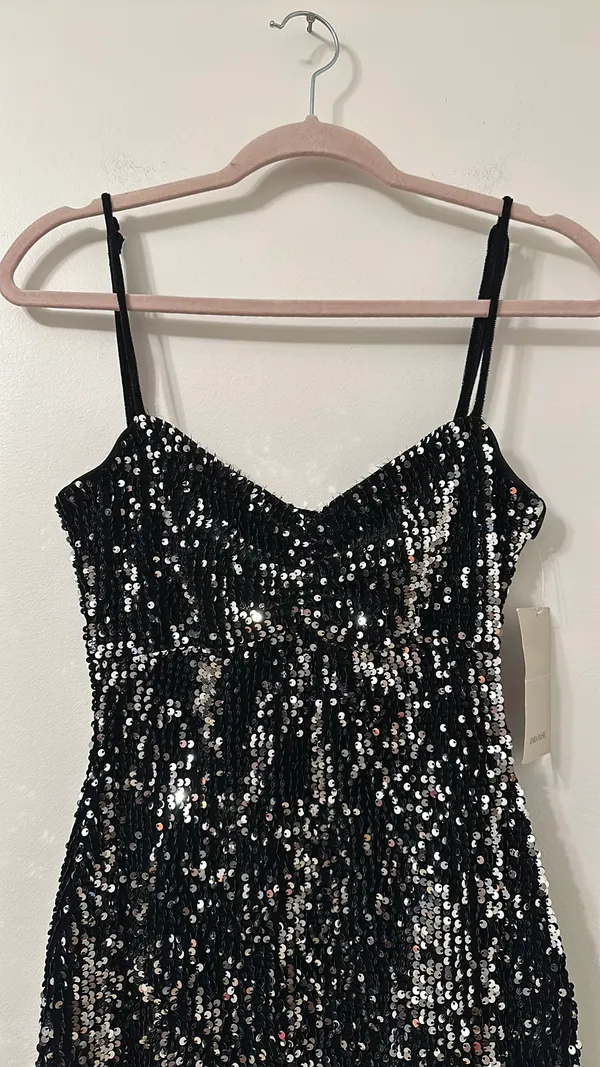 ZARA Black Sequin Mini Dress - Image 4