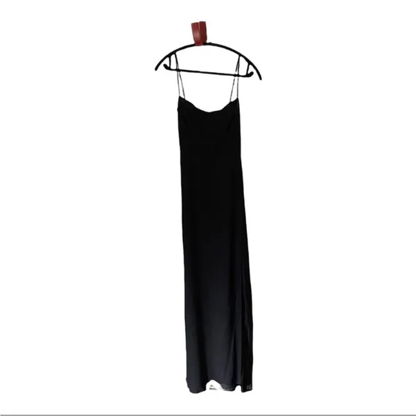 Reformation Black Keys Maxi Dress with Spaghetti Strap Square Neck and‎ Leg Slit - Image 2