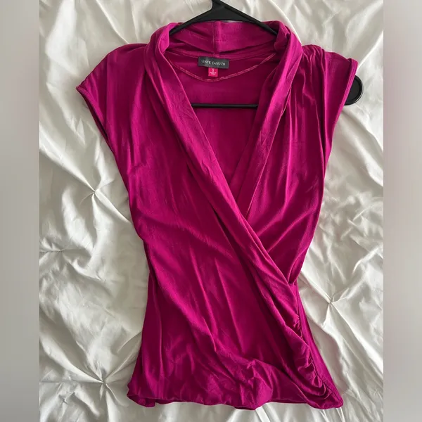 Vince Camuto Fuchsia Wrap Blouse - Image 3