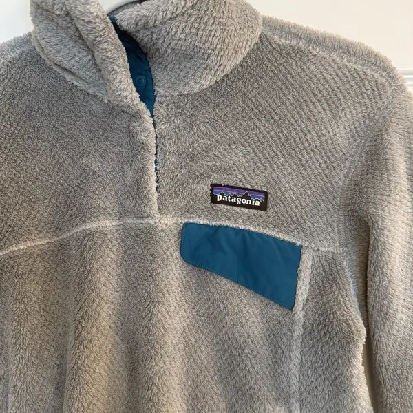 Patagonia Fleece‎ Jacket Womens Small Gray/Teal Polartec ReTool Snap-T Pullover - Image 3