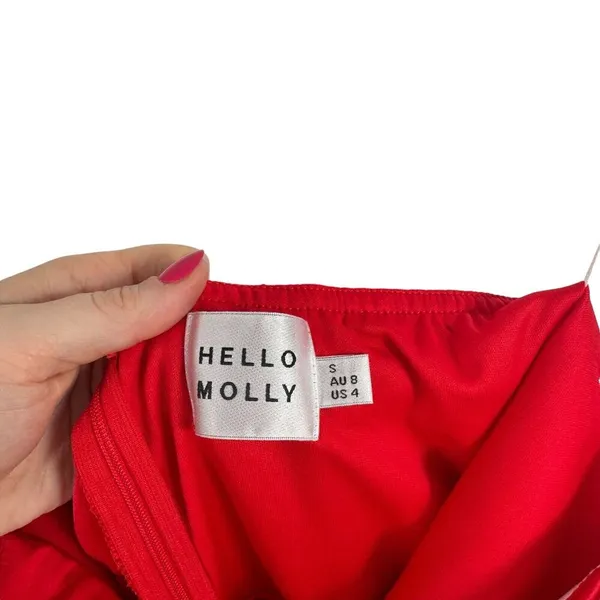 Hello Molly Red Off Shoulder Ruched Mini Dress Cocktail Womens Small AU 8 US 4 - Image 4