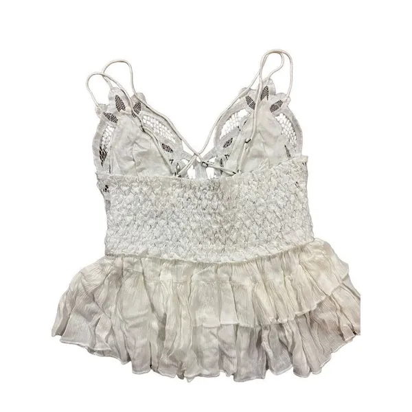 NWT Free‎ People Adella Lace Cami women's sz S white - Image 5