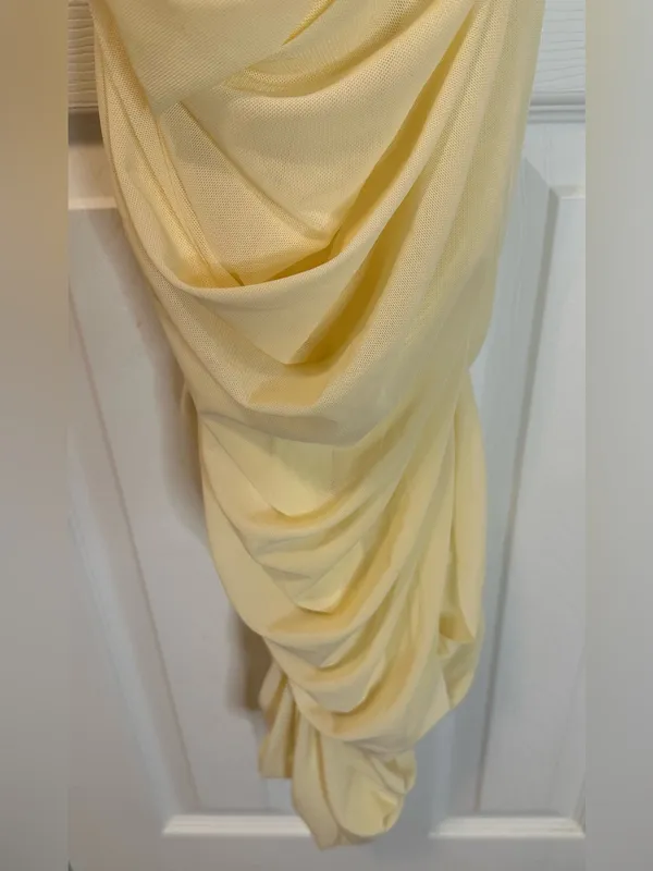 JLUXLABEL Ruched Buttery Cream Spaghetti Strapped Dress/Gown - Image 5