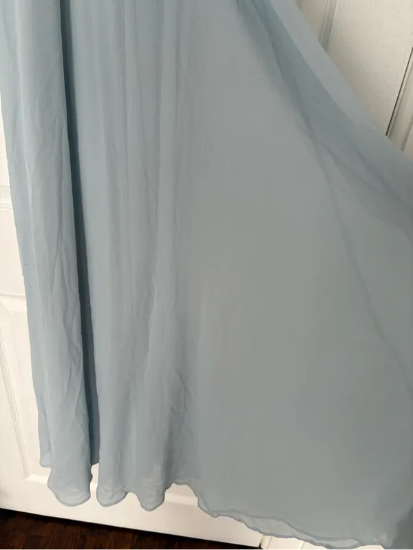 Lulus Light Blue Halter Maxi Dress Elegant Chiffon Flowy Gown Size L - Image 5