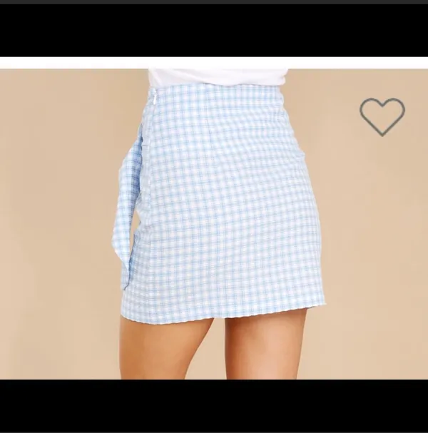 Red Dress Blue Gingham Mini Skirt - Image 3