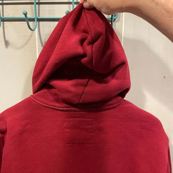 Cute burgundy Hollister Los Angeles CA appliqué fuzzy letters hoodie sweatshirt - Image 9