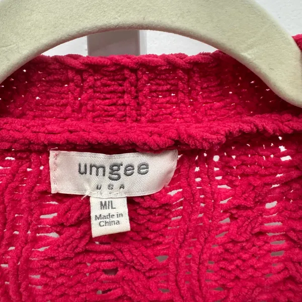 Umgee Magenta Pink Cable Knit Open Front Cardigan Sweater‎ M/L Chunky Oversized - Image 7