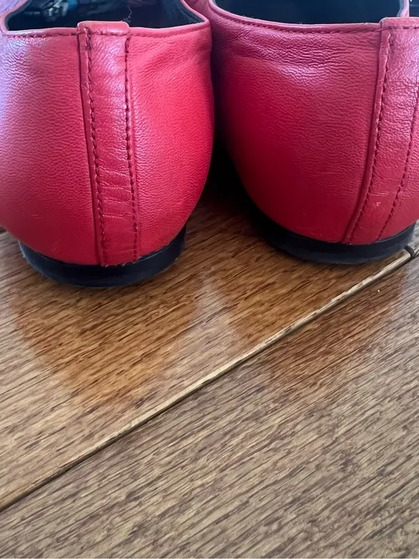 COS Red Leather Mary Jane Flats with Buckle Strap - Image 5