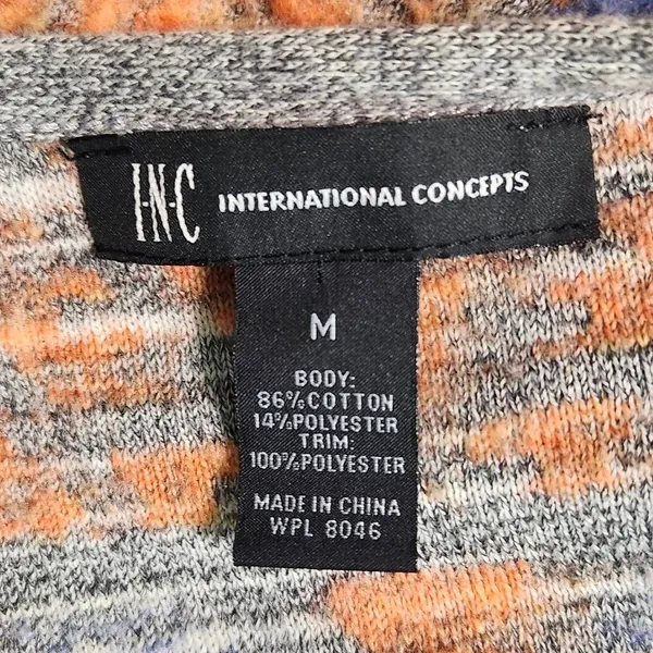 INC International Concepts Gray and Orange Aztec Vest with Fringe Size Medium - Image 6