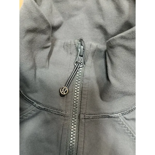 Lululemon Nice Asana Jacket Brushed Soot Light Grey Full Zip Thumbholes Size 8 - Image 6
