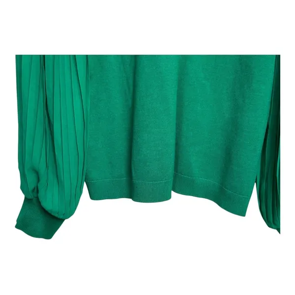 adrianna‎ Papell Green Pleated Sleeve V Neck Knit Top Blouse - L - Image 3