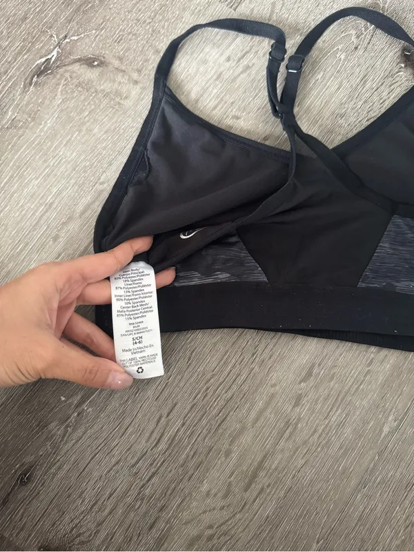Gray Seamless Sports Bra with Pink Trim & Black Camouflage Bralette - Image 3