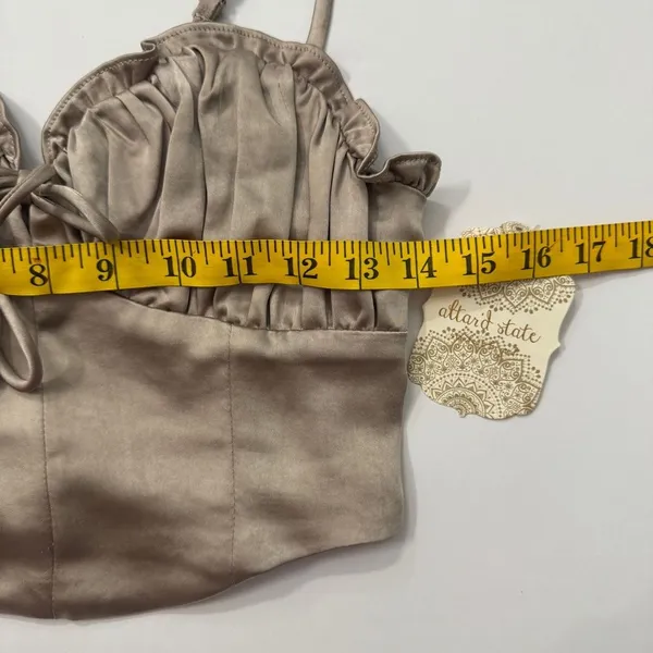 Altar'd State Taupe Satin Lace-Up Bustier Crop Top in Taupe Size Small NWT - Image 5