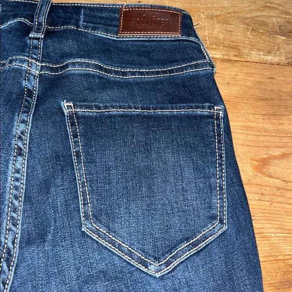 Hollister Dark Blue High Rise Super SkinnyJeans Distressed Size 00R 23W - Image 8