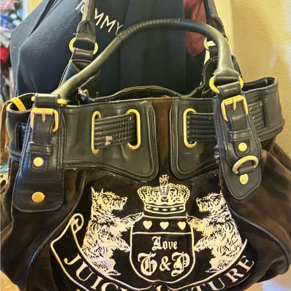 Juicy Couture Vintage Couture Daydreamer Bag Scottie Dog Brown Velour - Image 10