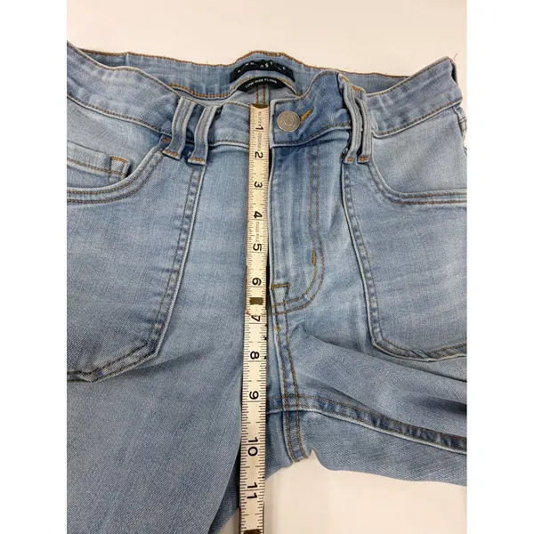 Aeropostale Low Rise Flare Jeans Light Wash Blue Patch Pockets LXSFBA195 25x30.5 - Image 7