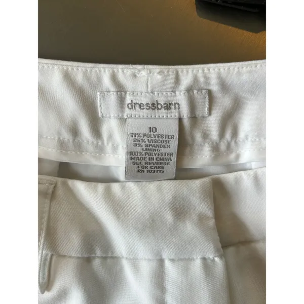 Dressbarn White Career Pants‎ Business Casual Trousers Straight Leg 10 - Image 3