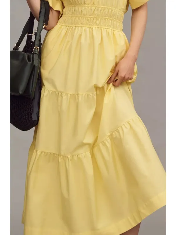 NWT by Anthropologie Somerset Maxi in Yellow Cotton Shirt Edition Dress M - Image 3