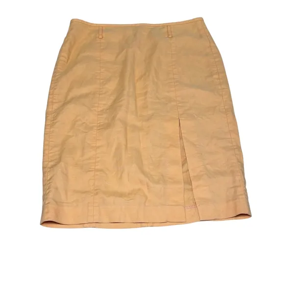 J. Crew Tangerine Orange Front Slit‎ Linen Blend Skirt 14 Lightweight Y2K Peach - Image 2