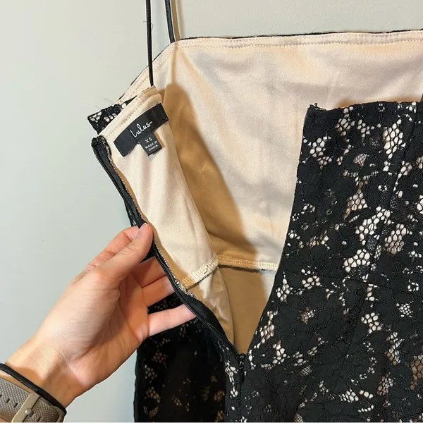 Lulu's‎ Black Floral Lace Mini Dress Keep It Social XS - Image 7