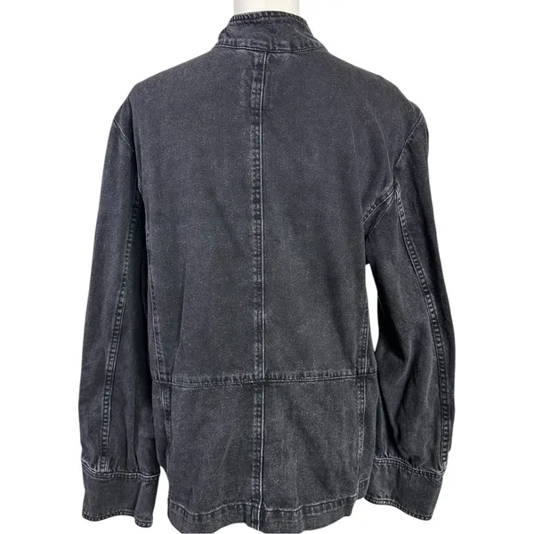 Free People Imogene Denim Officer Jacket in Odyssey Black Military Denim Small - Image 6
