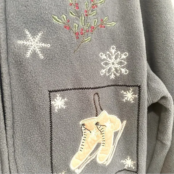 Croft & Barrow Fleece Winter Jacket Women's‎ Size XL Blue Gray Cottagecore Snow - Image 3