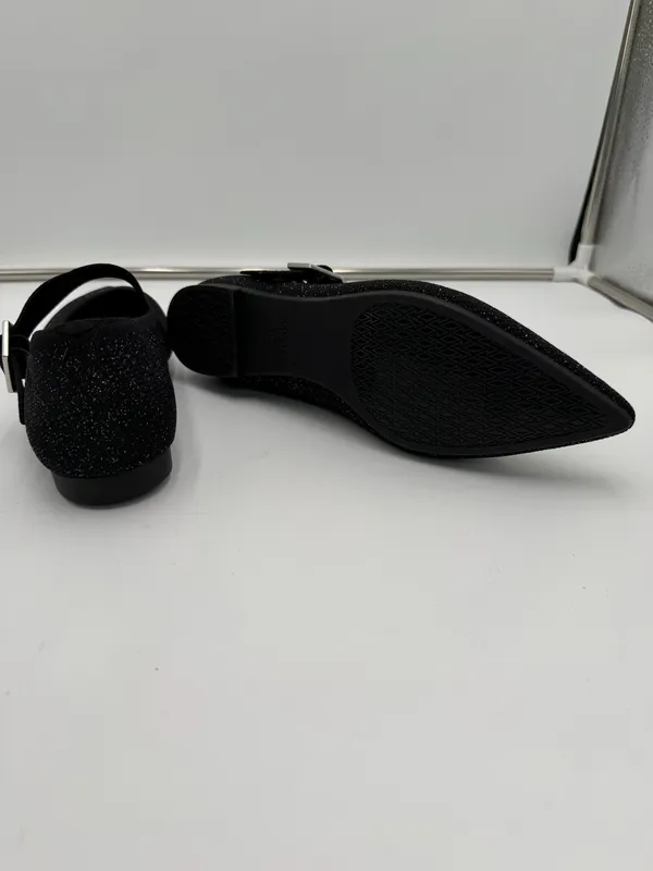 VIVAIA Black Shimmer Pointed Toe Mary Jane Flats Women’s Size 41.5 - Image 6