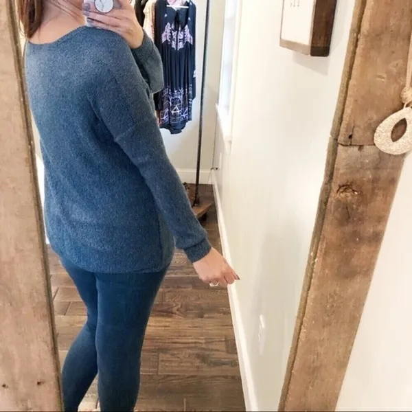 KIMCHI Blu small teal oversized faux wrap sweater - Image 5