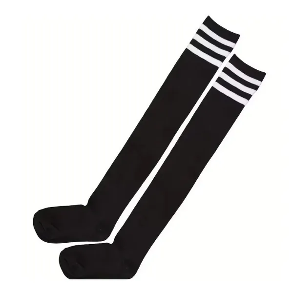 Black with White Stripes Thick Over the Knee Thigh High Socks ONE SIZE Punk NEW - Image 4