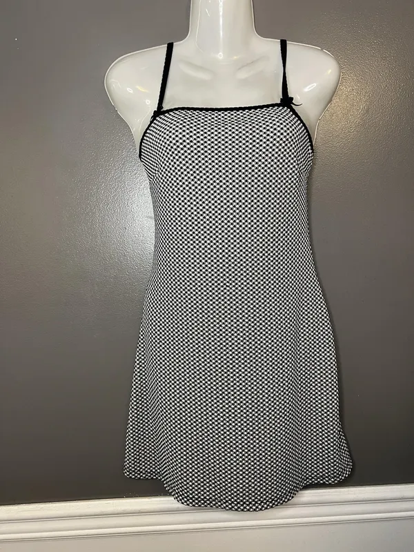 Wild Fable Dress Womens XS Black Check Slip Sundress Mini Square Neck - Image 2