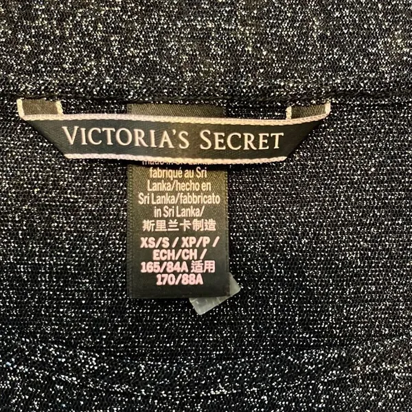 Victorias Secret Y2K Black Silver Glitter Metallic Sheer Top XS/S Sexy Moto Punk - Image 4