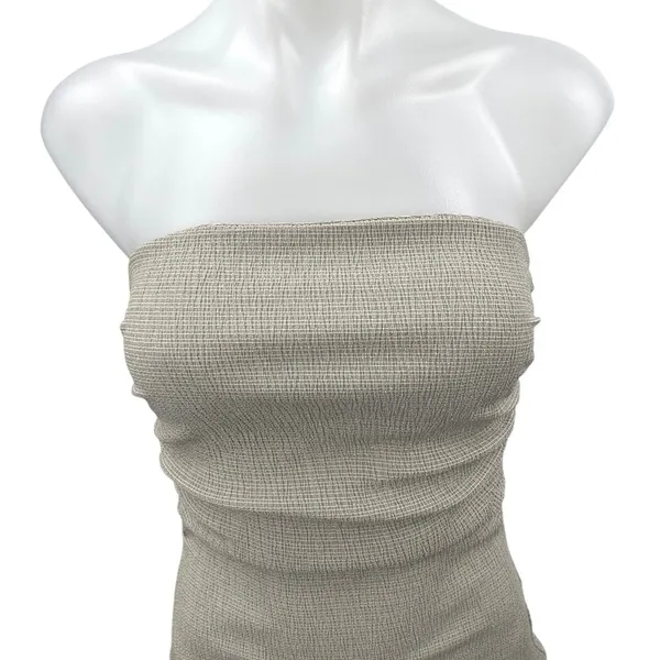 Zara Cream Beige Strapless Sleeveless Bandeau Tube Bodycon Midi Dress Size S - Image 3