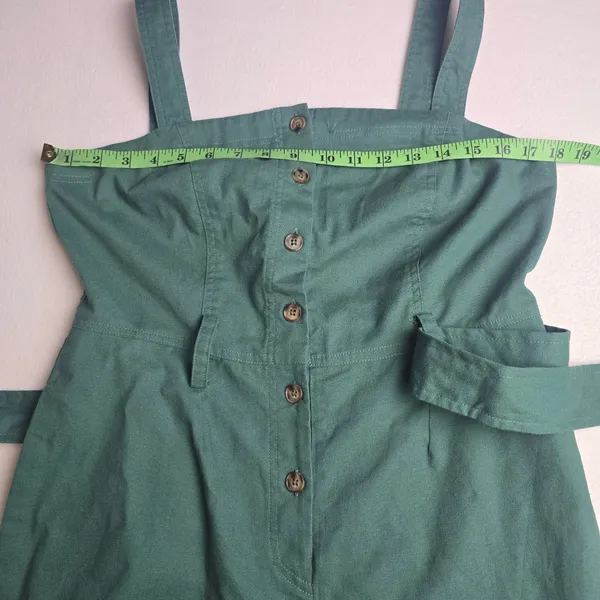 Baltic Born Hartford Linen Blend Wide Leg Button‎ Front Jumpsuit Green Medium - Image 12