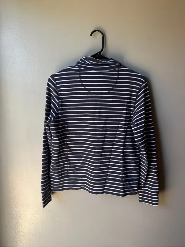 L.L.Bean Navy White Striped Full Zip Jacket Women’s Small Blue Size L - Image 5
