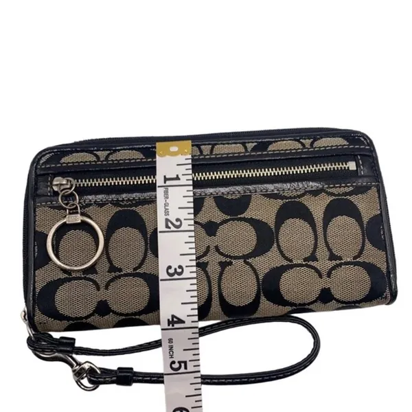 COACH Black Signature Canvas Wristlet Wallet - Image 11