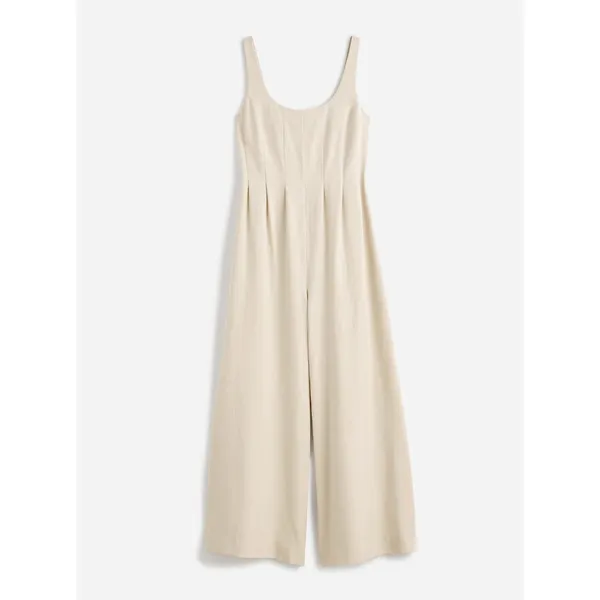 Madewell Wide Leg Jumpsuit Drapey Twill Muted Stone Beige Minimalist US 6 NWT - Image 5