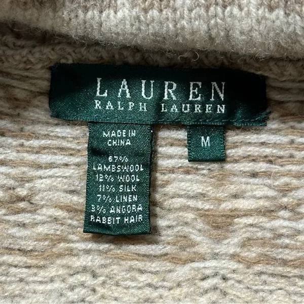Ralph Lauren Women’s Size M Southwestern Aztec Cream Tan Horn Wool Sweater Vest - Image 6
