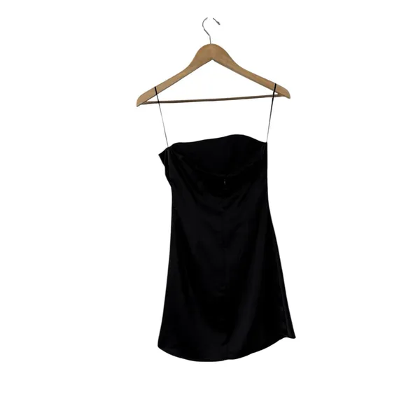 WAYF Kenny Strapless Ruched Satin Mini Dress - Image 4