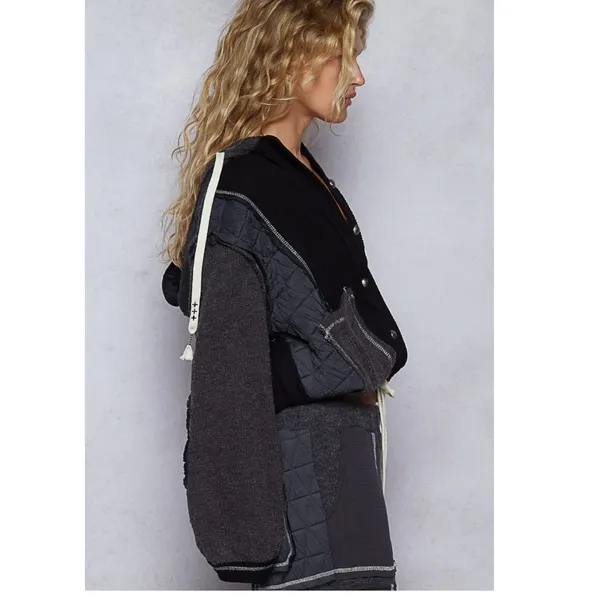 POL Quilted Hoodie Black - Image 2