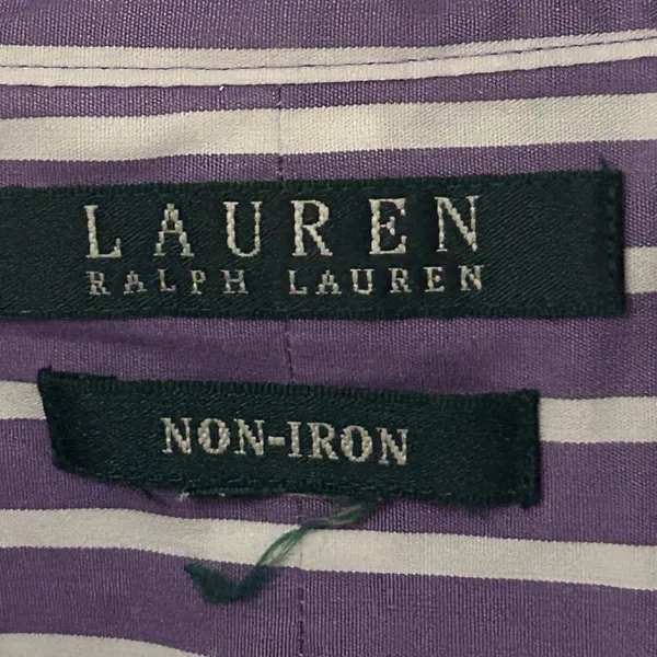 Ralph Lauren Lavender and White Striped Button-Down Shirt no size pit to pit 26 - Image 6