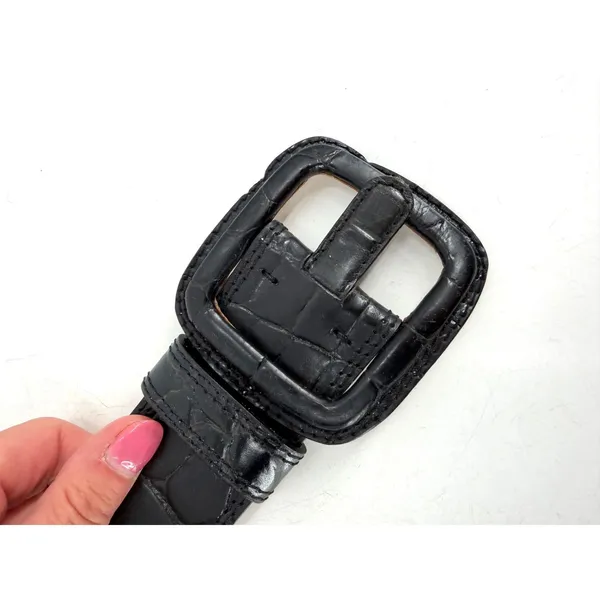Banana Republic Belt Womens Medium Black Croc Leather Vintage Italian Y2K - Image 8