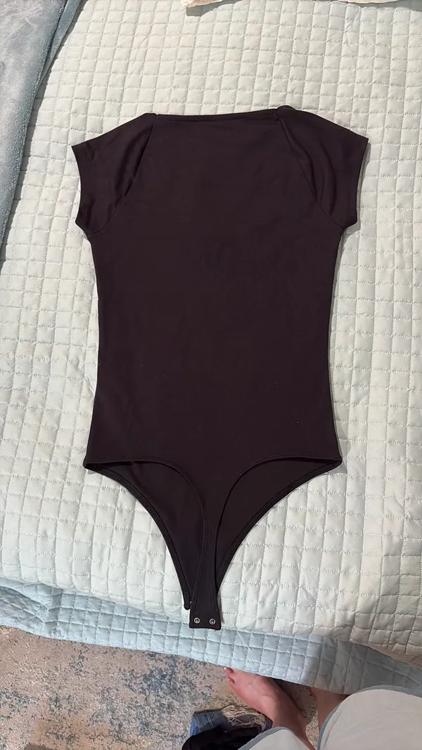 Abercrombie Soft A&F Collection Bodysuit Black Short Sleeve - Image 3