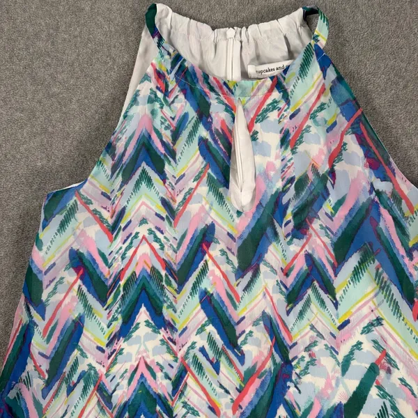 Cupcakes & Cashmere Abstract Colorful Mini Dress Women X-Small Sleeveless Halter - Image 2