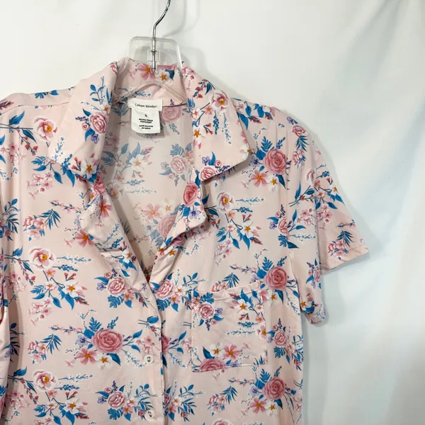Catherine Malandrino Small Pajama Set Pink‎ Floral Short Sleeve Pants Soft 1698 - Image 5