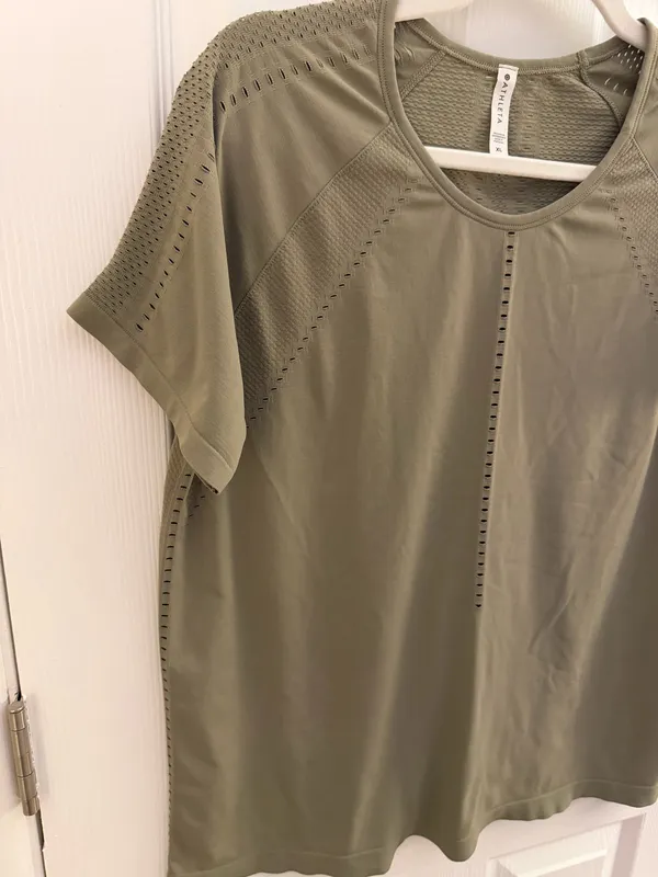 Athleta Olive Green Foothill Seemless Tee Athletic Shirt XL - Image 5