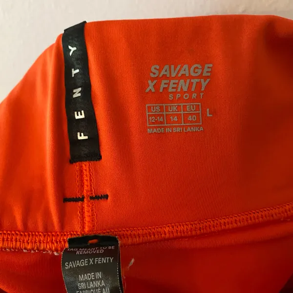 Savage X Fenty Sport Orange Biker Shorts Workout Women's size 12 / 14 Large - Image 2